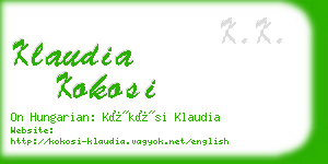 klaudia kokosi business card